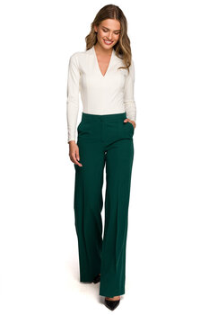 S311 Брюки с широкими штанинами - зеленые цена и информация | Женские брюки | 220.lv