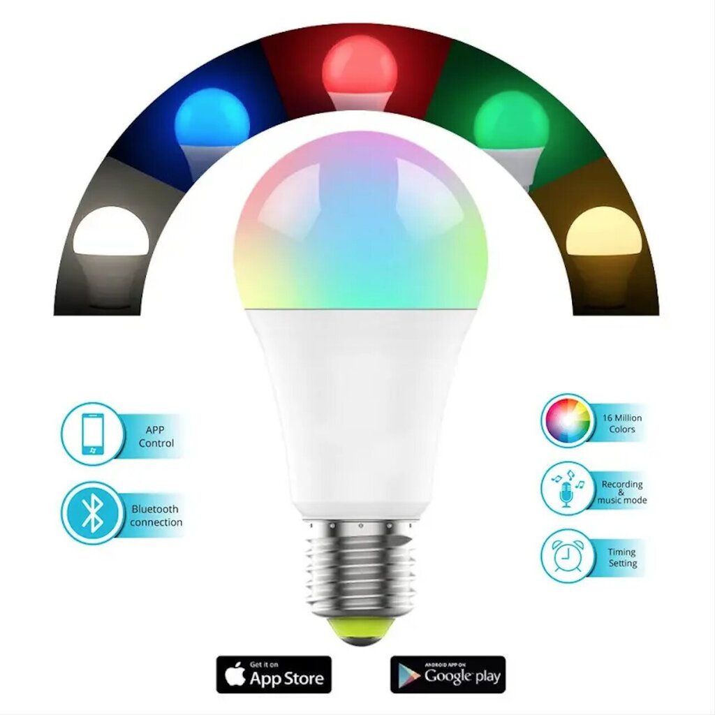 Komplektā 4gab. viedā LED RGB lampa E27 9W Bluetooth 800Lm 2700K-6500K цена и информация | Spuldzes | 220.lv