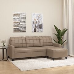 Trīsvietīgs dīvāns ar kājsoliņu vidaXL, kapučīno krāsas цена и информация | Диваны | 220.lv