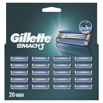 Skuvekļa asmeņi vīriešiem Gillette Mach3, 20 gab. цена и информация | Косметика и средства для бритья | 220.lv