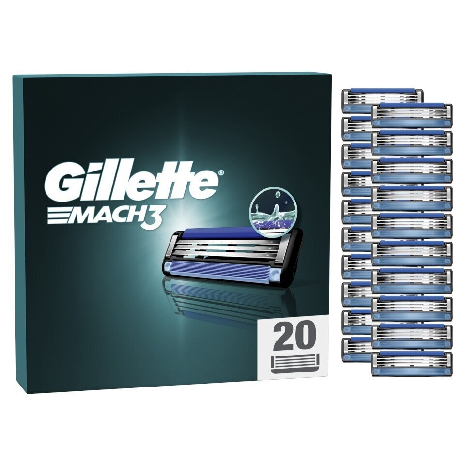 Skuvekļa asmeņi vīriešiem Gillette Mach3, 20 gab. cena un informācija | Skūšanās piederumi, kosmētika | 220.lv