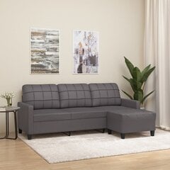 Trīsvietīgs dīvāns ar kājsoliņu vidaXL, pelēks цена и информация | Диваны | 220.lv