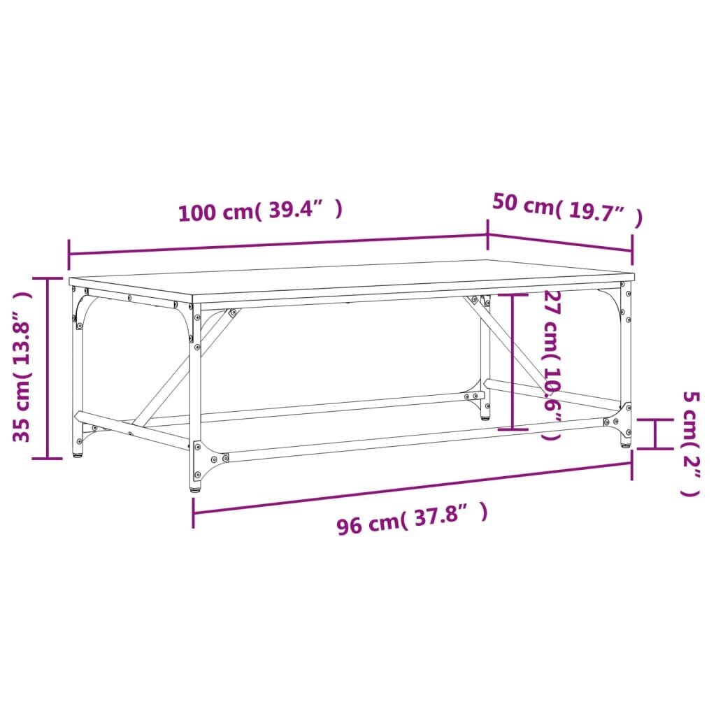 vidaXL kafijas galdiņš, melns, 100x50x35 cm, inženierijas koks cena un informācija | Žurnālgaldiņi | 220.lv