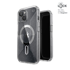 Чехол Speck Presidio Lux Grip ClickLock & Magsafe для iPhone 15, iPhone 14, iPhone 13, прозрачный, с платиновыми блесками, хромированная отделка цена и информация | Чехлы для телефонов | 220.lv