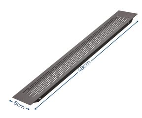 Решетка вентиляционная черная, 480 х 80 мм, GTV цена и информация | Вентиляторы для ванной | 220.lv
