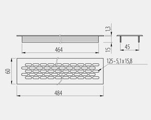 Решетка вентиляционная белая, 480 х 60 мм,GTV цена и информация | Вентиляторы для ванной | 220.lv