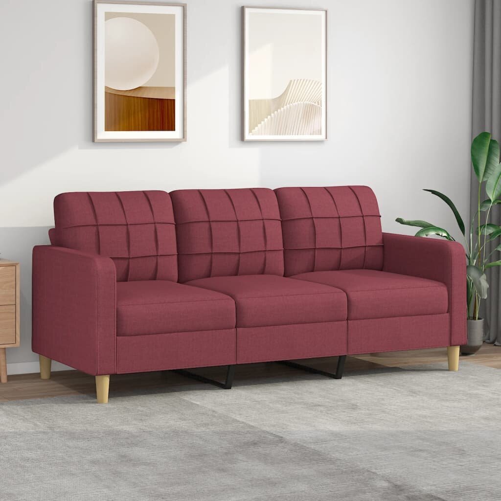 Trīsvietīgs dīvāns vidaXL, 180 cm, sarkans cena un informācija | Dīvāni | 220.lv