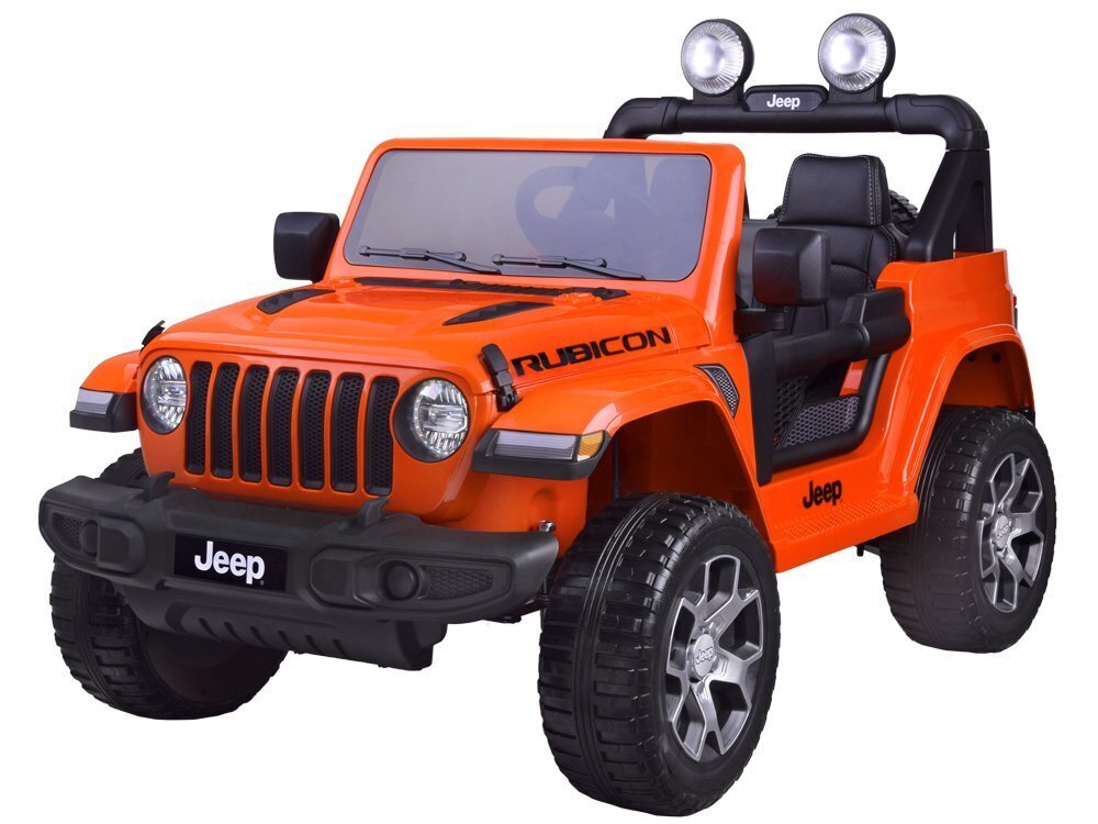 Vienvietīgs bērnu elektromobilis Jeep Wrangler Rubicon, oranžs cena un informācija | Bērnu elektroauto | 220.lv