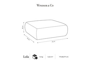 Pufs Windsor & Co Lola, pelēks cena un informācija | Sēžammaisi, pufi | 220.lv