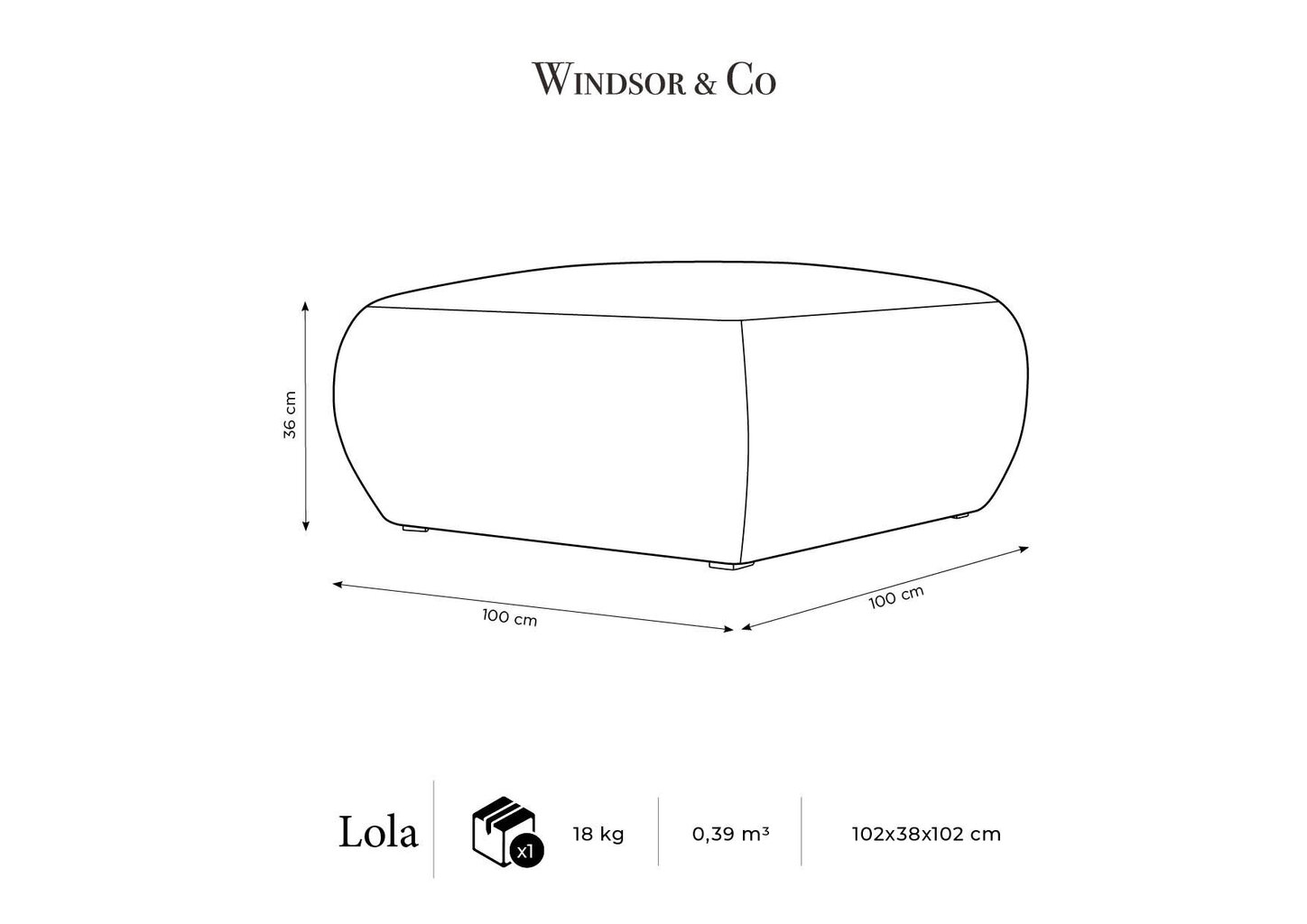 Pufs Windsor & Co Lola, melns cena un informācija | Sēžammaisi, pufi | 220.lv