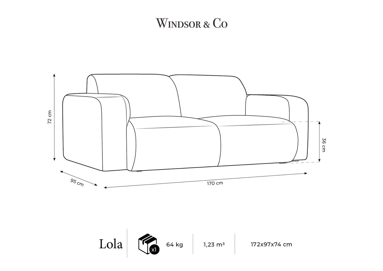 Trīsvietīgs dīvāns Windsor & Co Lola, 235x95x72 cm, smilškrāsas cena un informācija | Dīvāni | 220.lv