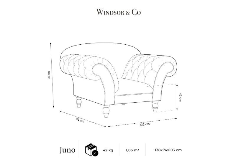 Atpūtas krēsls Windsor & Co Juno, 132x96x91 cm, pelēks/melns цена и информация | Atpūtas krēsli | 220.lv