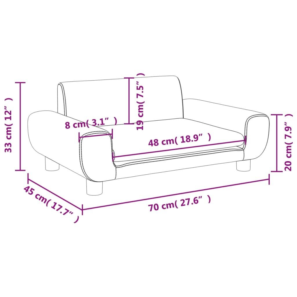 vidaXL bērnu dīvāns, zils, 70x45x33 cm, samts cena un informācija | Bērnu krēsliņi un bērnu galdiņi | 220.lv