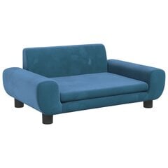 vidaXL bērnu dīvāns, zils, 70x45x33 cm, samts цена и информация | Детские столы и стулья | 220.lv
