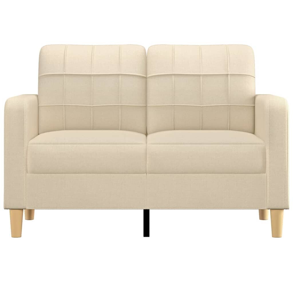 vidaXL divvietīgs dīvāns, krēmkrāsas audums, 120 cm cena un informācija | Dīvāni | 220.lv