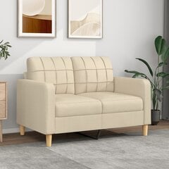 vidaXL divvietīgs dīvāns, krēmkrāsas audums, 120 cm цена и информация | Диваны | 220.lv