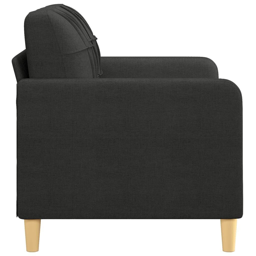 vidaXL divvietīgs dīvāns, melns audums, 120 cm cena un informācija | Dīvāni | 220.lv