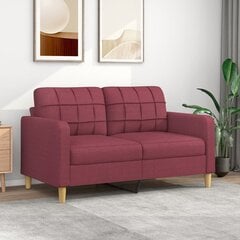 vidaXL divvietīgs dīvāns, vīnsarkans audums, 140 cm cena un informācija | Dīvāni | 220.lv