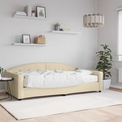 vidaXL dīvāngulta ar matraci, krēmkrāsas audums, 100x200 cm cena un informācija | Gultas | 220.lv