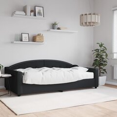 vidaXL dīvāngulta ar matraci, melns audums, 100x200 cm цена и информация | Кровати | 220.lv