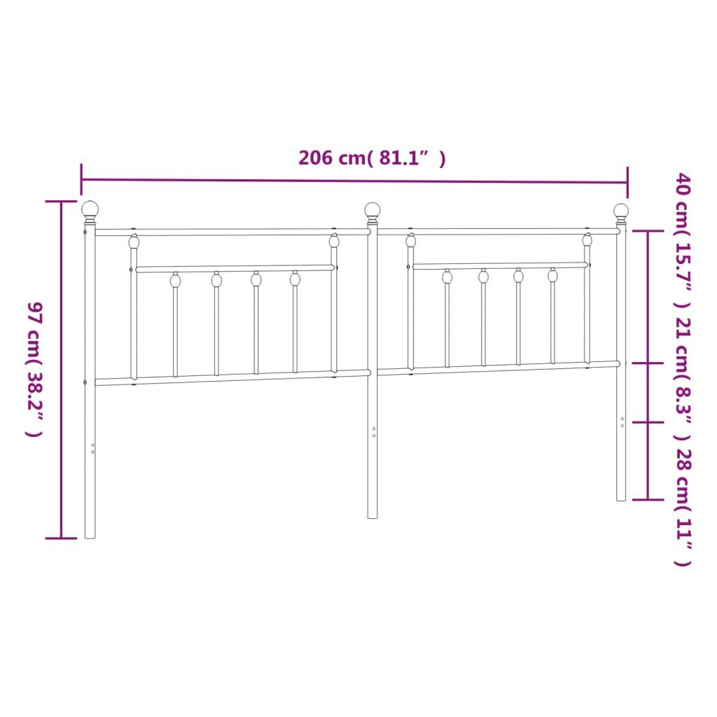 vidaXL gultas galvgalis, balts, 200 cm cena un informācija | Gultas | 220.lv