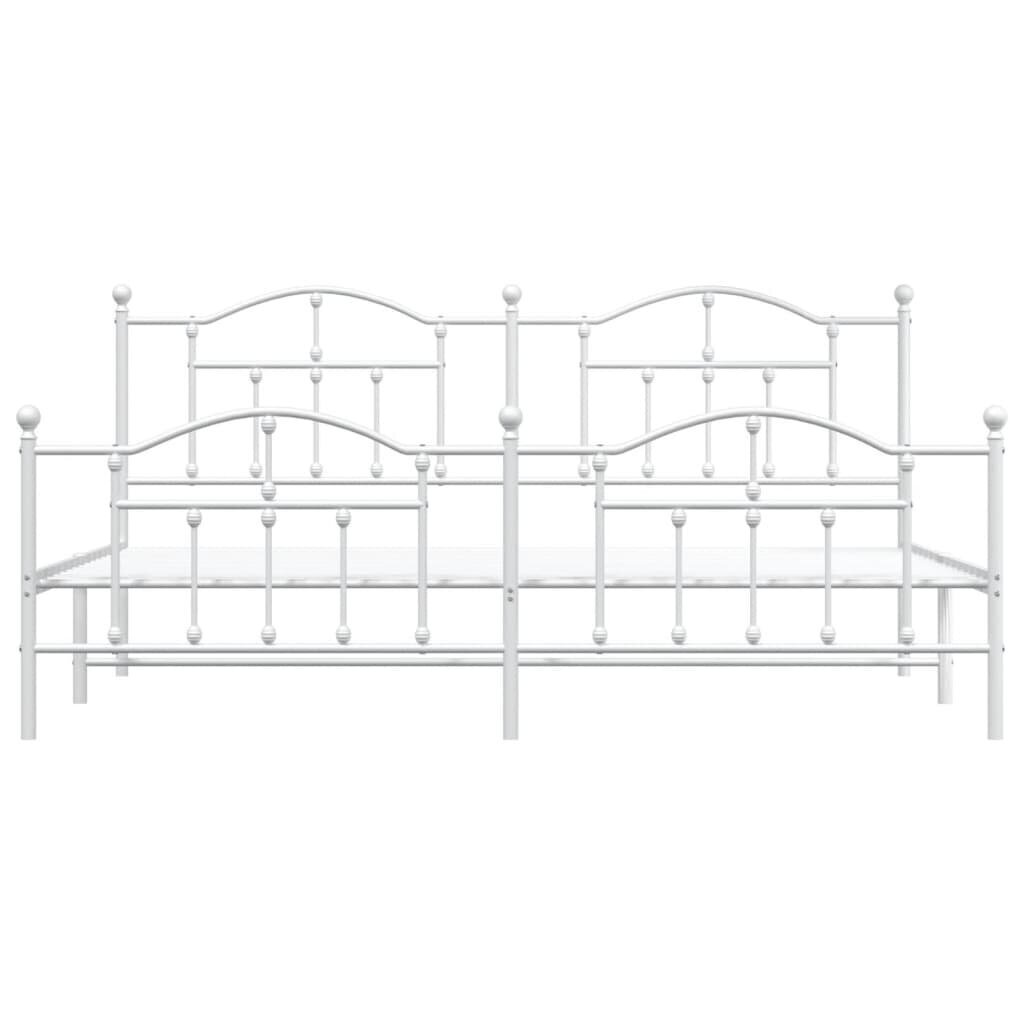 vidaXL gultas rāmis ar galvgali un kājgali, balts metāls, 193x203 cm cena un informācija | Gultas | 220.lv