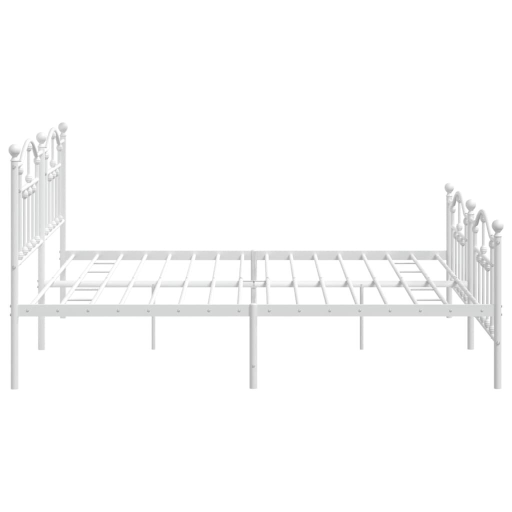 vidaXL gultas rāmis ar galvgali un kājgali, balts metāls, 193x203 cm cena un informācija | Gultas | 220.lv