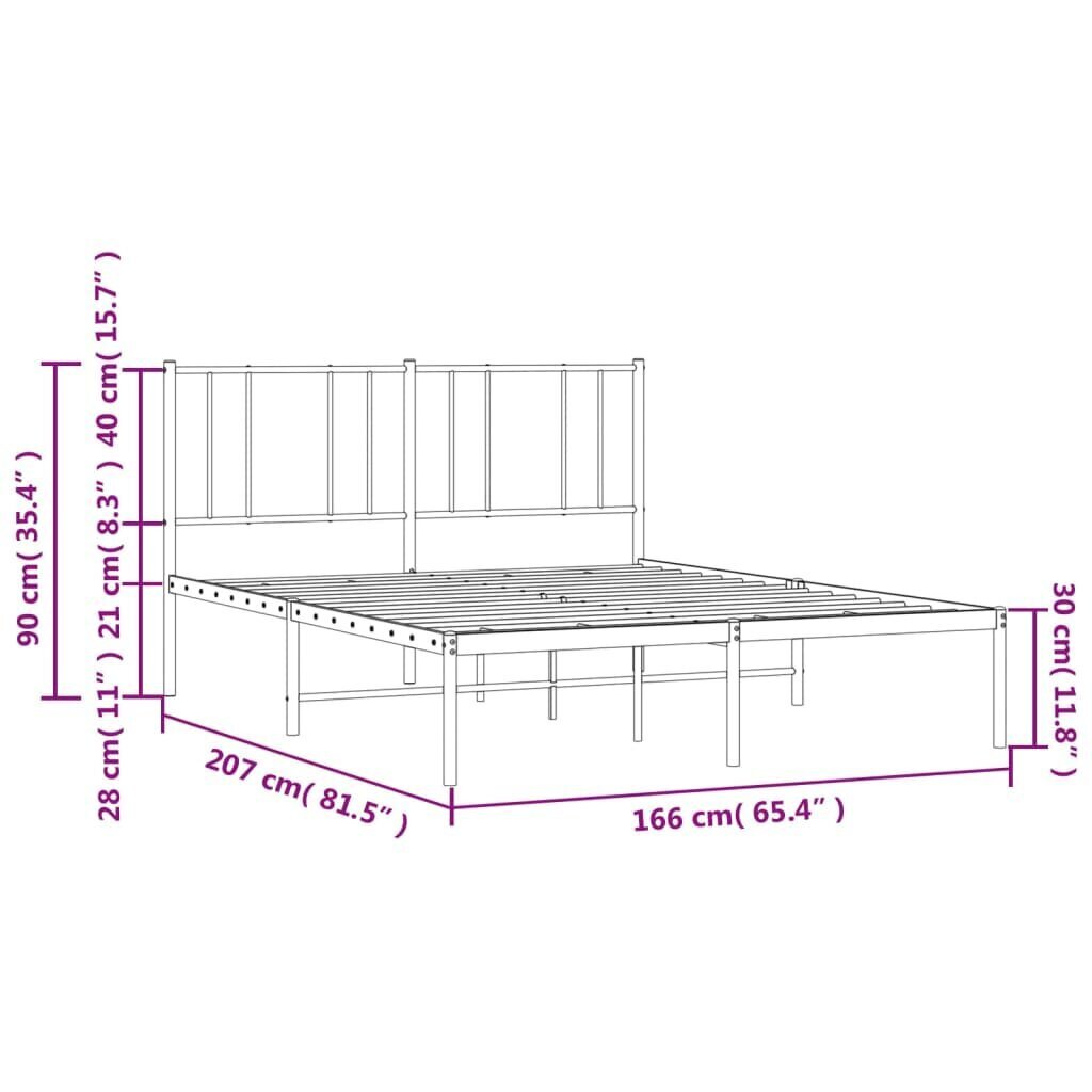 vidaXL gultas rāmis ar galvgali, melns metāls, 160x200 cm cena un informācija | Gultas | 220.lv