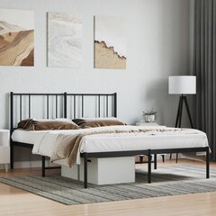 vidaXL gultas rāmis ar galvgali, melns metāls, 160x200 cm cena un informācija | Gultas | 220.lv