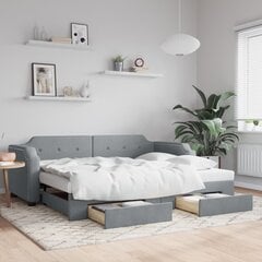 Izvelkams dīvāns ar atvilktnēm, tumši zaļš, 90x200 cm, samts cena un informācija | Gultas | 220.lv