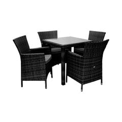 Dārza mēbeļu komplekts PĪTS galds, 4 krēsli (12709), melnā krāsā cena un informācija | Dārza mēbeļu komplekti | 220.lv