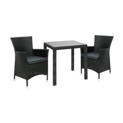 Dārza mēbeļu komplekts PĪTS galds, 2 krēsli, melnā krāsā cena un informācija | Dārza mēbeļu komplekti | 220.lv