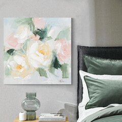Eļļas glezna 100x100cm, pasteltonu ziedi cena un informācija | Gleznas | 220.lv