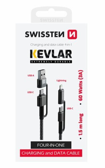 Swissten Kevlar 4in1 3A цена и информация | Savienotājkabeļi | 220.lv