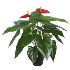 Искусственное растение ANTHURIUM H45см, фламинго, чёрный горшок цена и информация | Искусственные цветы | 220.lv