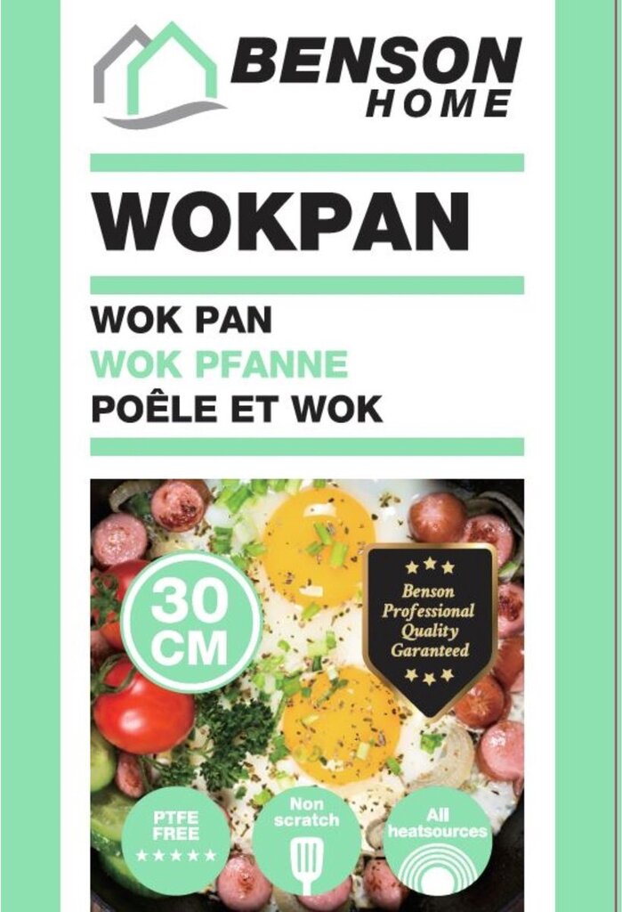 Benson Wok Keptuvė, 30cm cena un informācija | Pannas | 220.lv