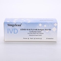 Ātrie gripas A/B un Kovid-19 antigēnu testi 2in1 Singclean, 20 gab. цена и информация | Экспресс-тесты на COVID-19 | 220.lv