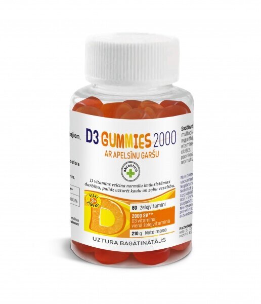 Uztura bagātinātājs Akcentum D3 Gummies 2000, N60 cena un informācija | Vitamīni, preparāti, uztura bagātinātāji labsajūtai | 220.lv