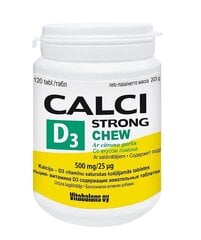 Calci Strong + D3 chew košļājamās tabletes N120 цена и информация | Витамины, пищевые добавки, препараты для хорошего самочувствия | 220.lv