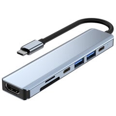 Разветвитель-концентратор 7 в 1 USB-C/HDMI/Micro SD/ 4K UHD цена и информация | Адаптеры и USB разветвители | 220.lv