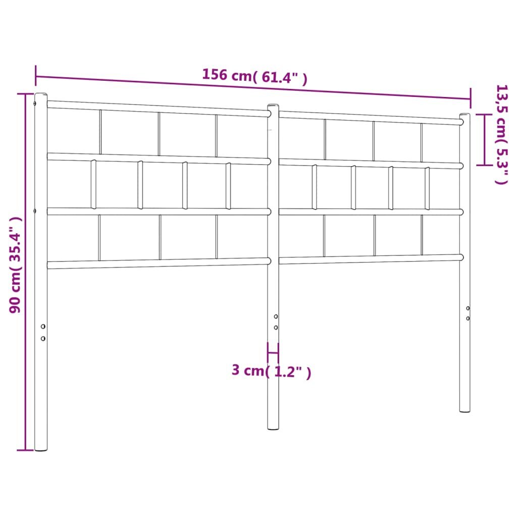 Gultas galvgalis vidaXL, 150 cm, balts cena un informācija | Gultas | 220.lv