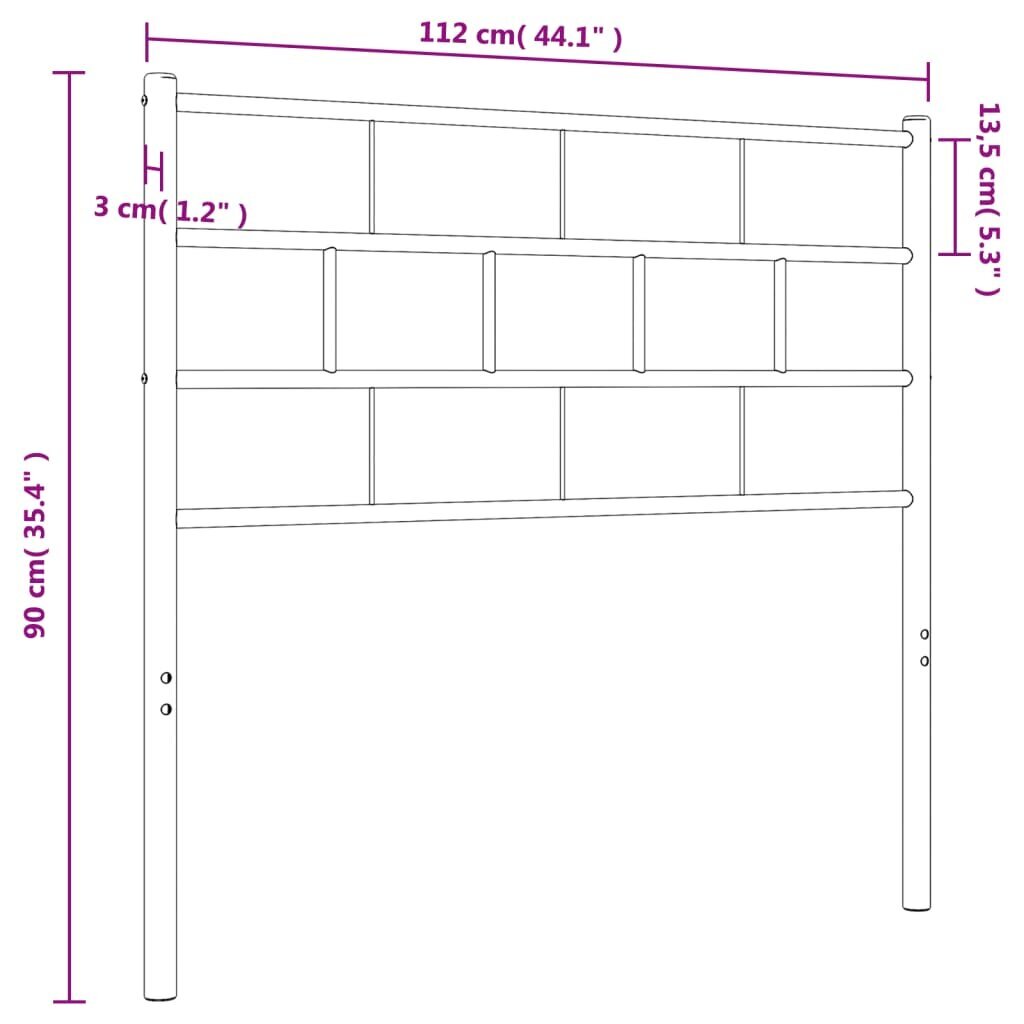 Gultas galvgalis vidaXL, 107 cm, balts cena un informācija | Gultas | 220.lv