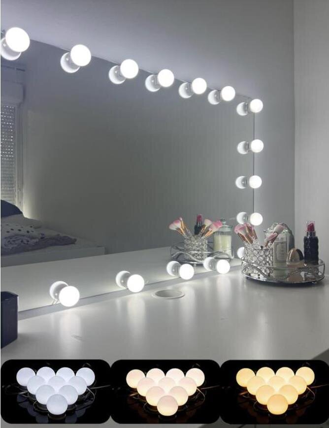 Grozāmas LED gaismas spogulim, 4 gab cena un informācija | Iebūvējamās lampas, LED paneļi | 220.lv