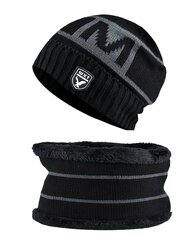 Комплект из шапки и шарфа мужской S120, черный цена и информация | Мужские шарфы, шапки, перчатки | 220.lv