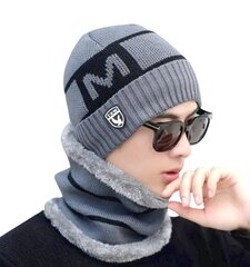 Комплект из шапки и шарфа мужской S120, серый цена и информация | Мужские шарфы, шапки, перчатки | 220.lv