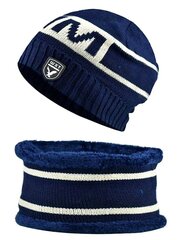 Комплект из шапки и шарфа мужской S120, синий цена и информация | Мужские шарфы, шапки, перчатки | 220.lv