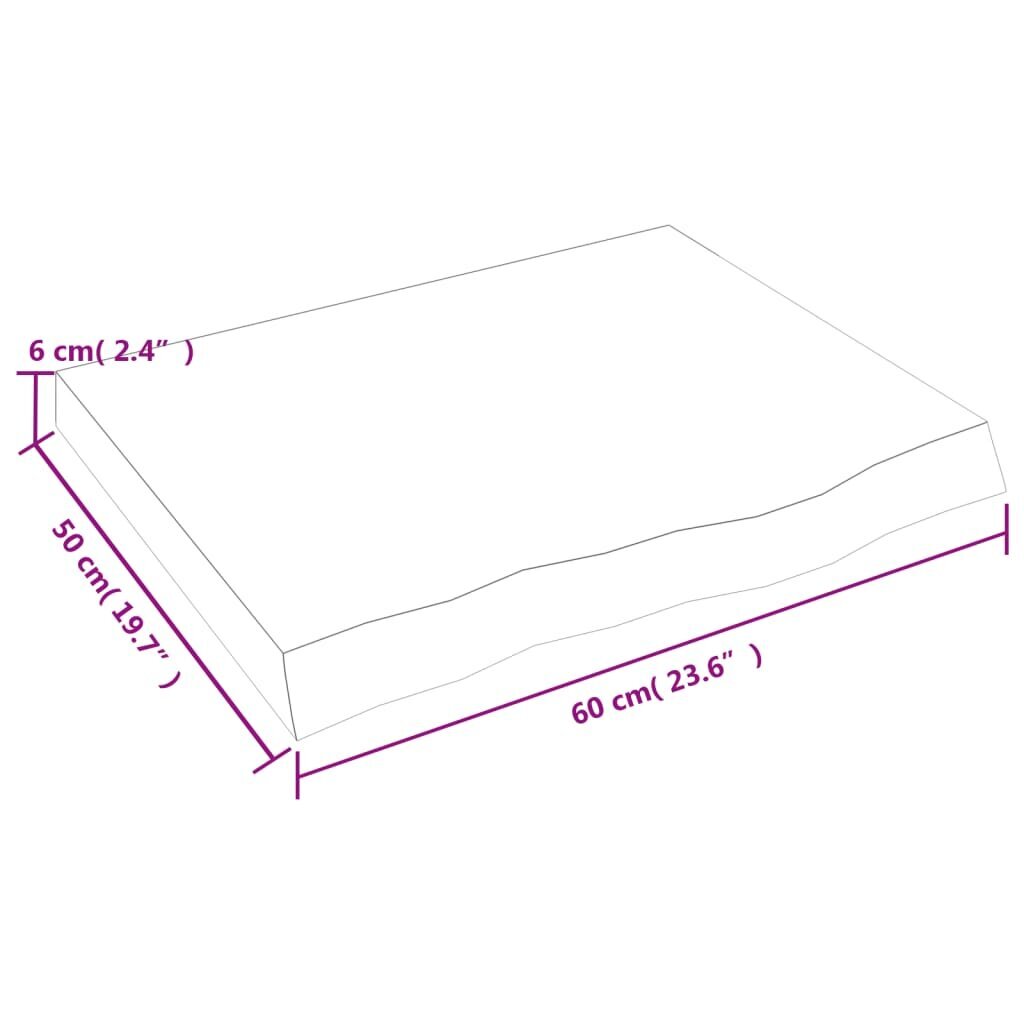 vidaXL vannasistabas virsma, 60x50x6 cm , neapstrādāts masīvkoks cena un informācija | Virsmas galdiem | 220.lv