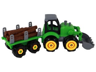 Rotaļu traktora komplekts Lean Toys, zaļš cena un informācija | Rotaļlietas zēniem | 220.lv