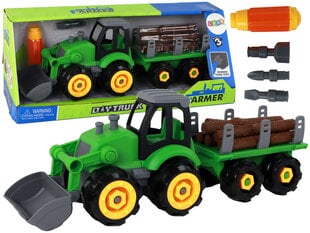 Rotaļu traktora komplekts Lean Toys, zaļš cena un informācija | Rotaļlietas zēniem | 220.lv