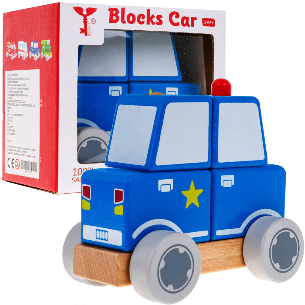 Saliekama koka policijas automašīna цена и информация | Attīstošās rotaļlietas | 220.lv
